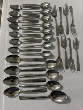 Vintage Oneida Thor FLUTED ROSE Stainless Steel Flatware 31 Pc Lot Spoons Forks
